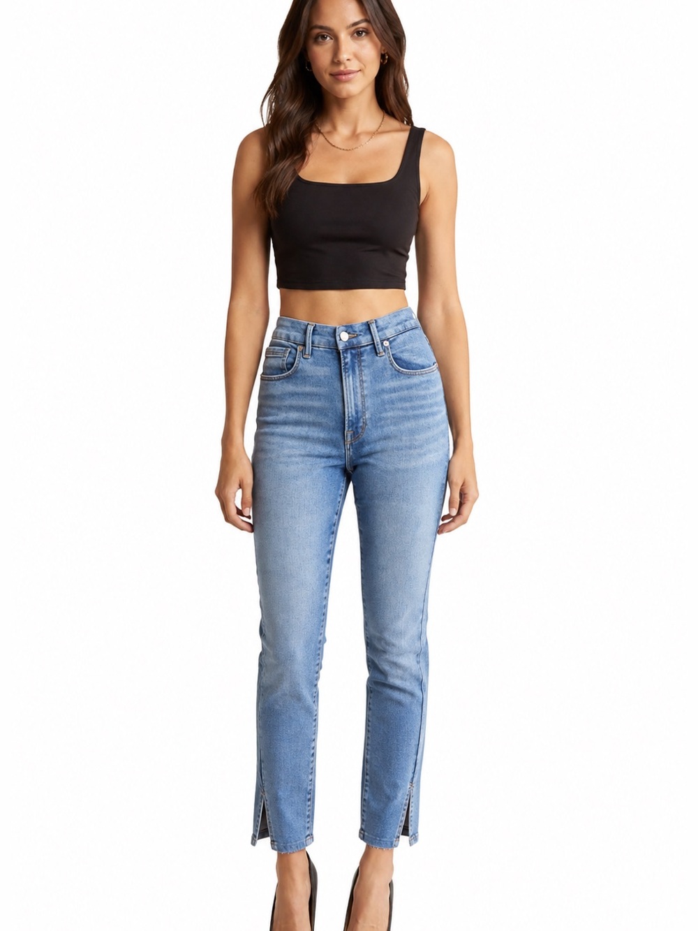 Good American Light Wash Ankle Jeans